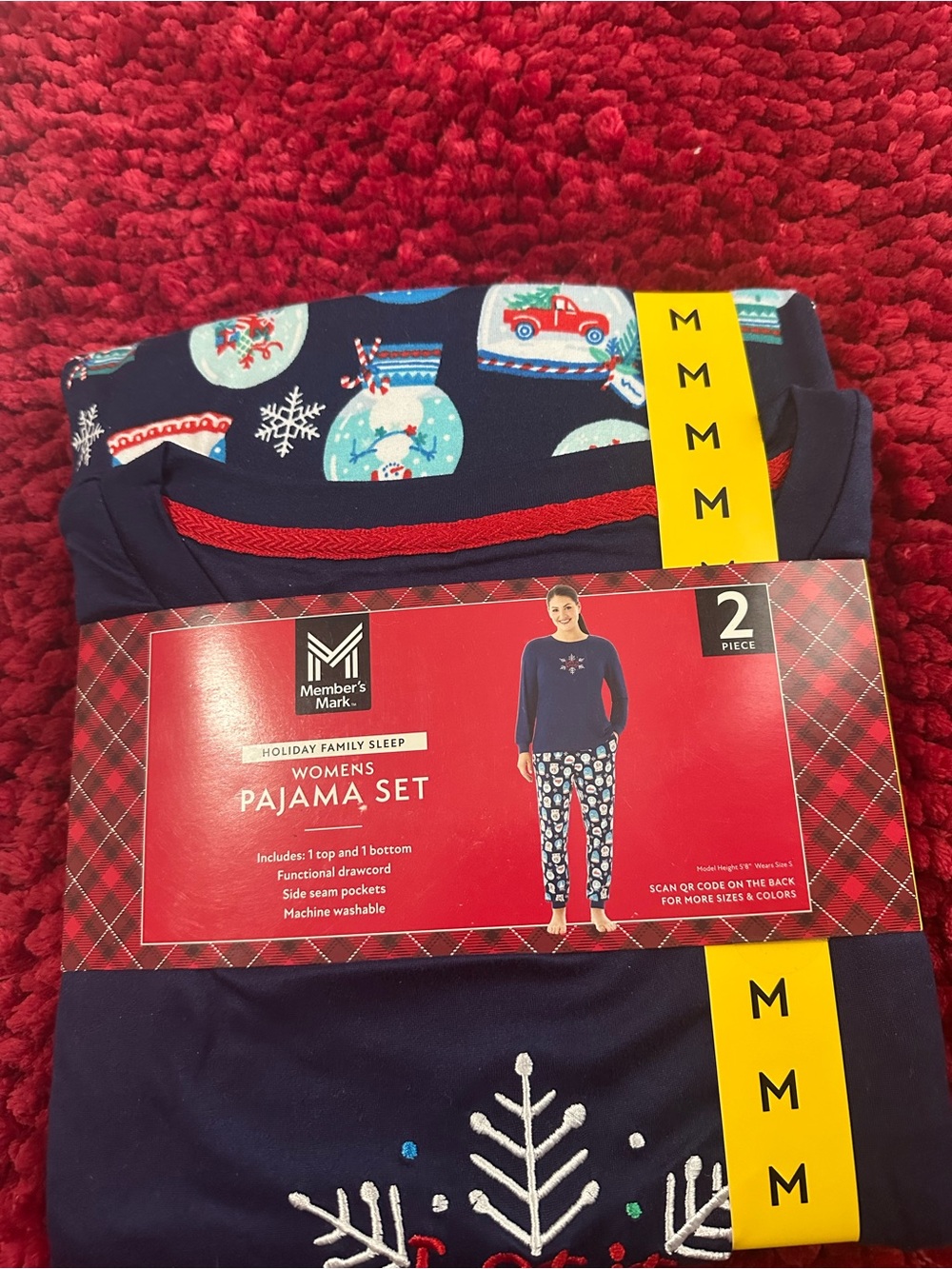 Member's Mark Women's Navy Holiday Pajama Set - Snowflake Print
